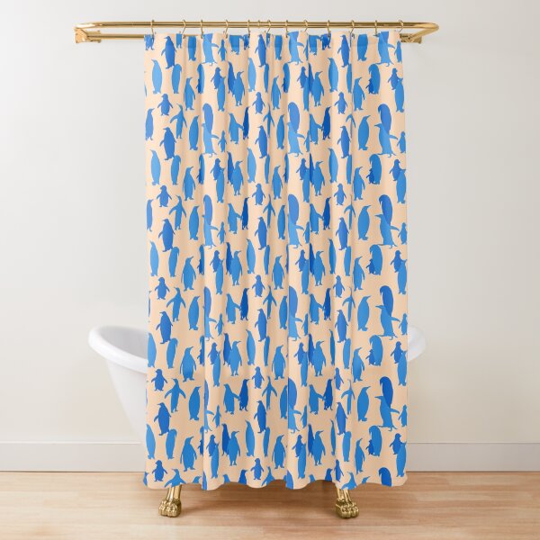 Penguins at Sunset Summer Tranquil Aesthetic Pattern Shower Curtain