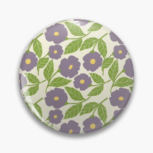 Item preview, Purple flowers with green stems on pale cream background - large scale designed and sold by PrettywithColor.