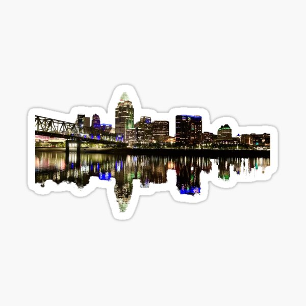Cincinnati Skyline Reflected in the Ohio River Sticker