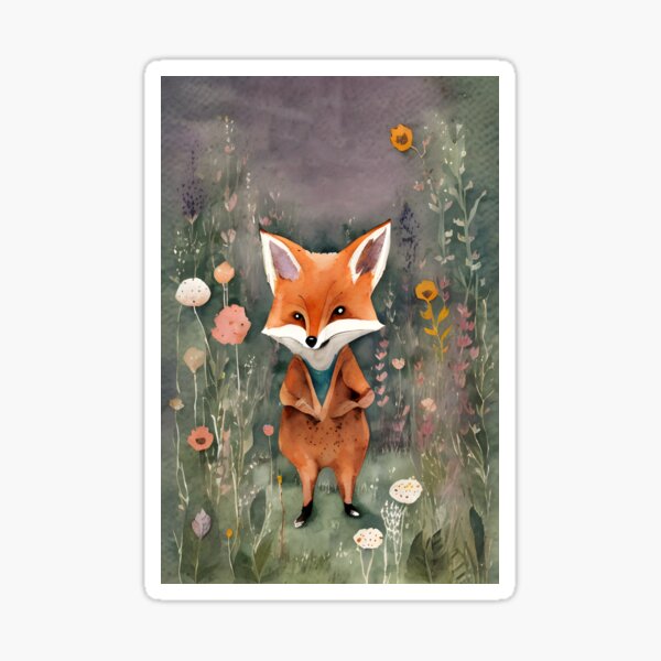 Item preview, A fox running in a field of flowers designed and sold by printopia1225.