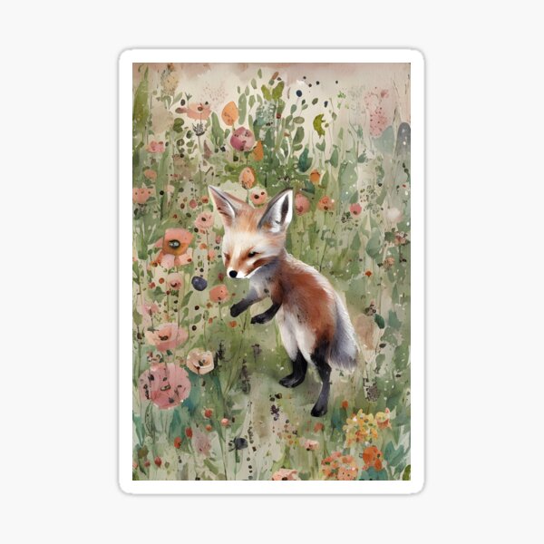 Item preview, flowers and baby fox designed and sold by printopia1225.