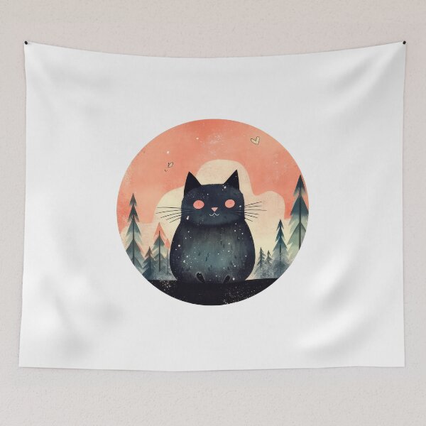 Item preview, Black Cat among Fir Trees designed and sold by StrangeRoom.
