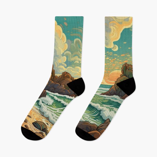 Item preview, Waves Over the Beach at Porthcurno, Cornwall designed and sold by EpicFoxArt.