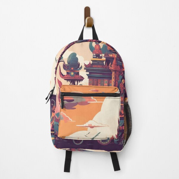 Item preview, "Mystic Serenity: Ancient Buddhist Temple with Vibrant Bird Spirits" designed and sold by Lunashop3624.