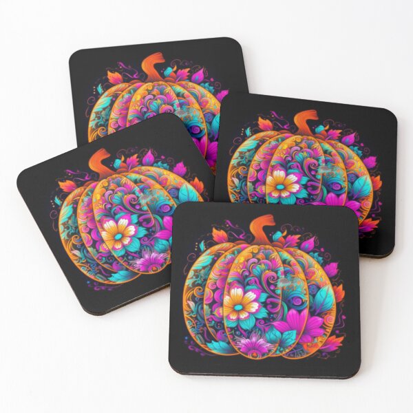 Item preview, Neon Floral Decorative Pumpkin: A Dazzling Twist on Autumn Décor designed and sold by HalloweenMStore.