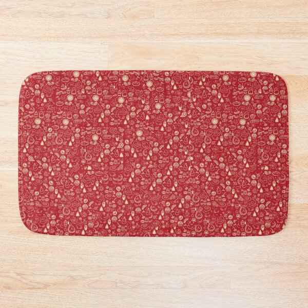 Item preview, Delicious Mini Delights: A Whimsical Food Pattern Art on a Vibrant Red Background designed and sold by dorzaart.