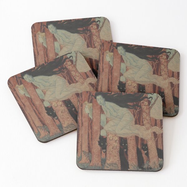 Item preview, Eugene Grasset, Three women and three wolves designed and sold by NouveauEra.