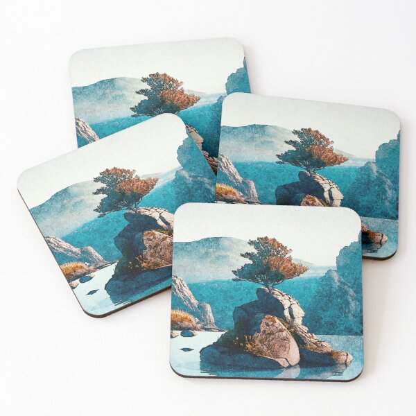 Item preview, The Lone Watcher - Nature Landscape in Blue & Brown designed and sold by Kijiermono.