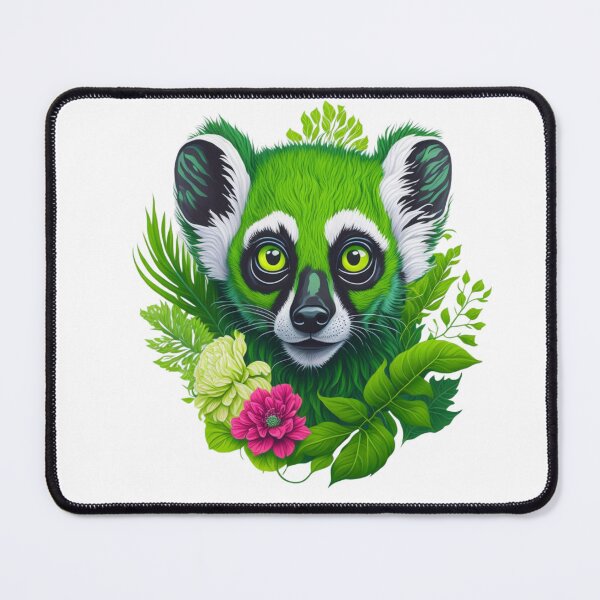 Item preview, Neon green Lemur face ,flowers and leaves 1 designed and sold by Gaurav Garg.