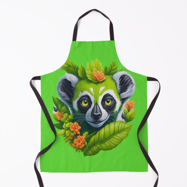Item preview, Neon green Lemur face ,flowers and leaves 2 designed and sold by Gaurav Garg.