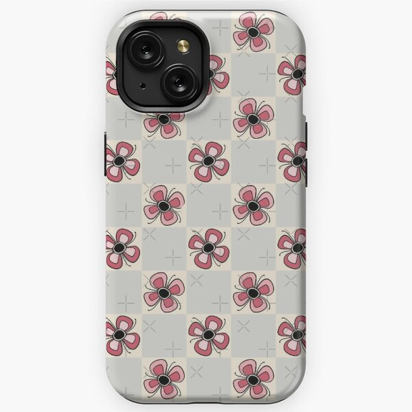 Pastel Floral Uneven Checkered Pattern iPhone 15 14 Rugged Case