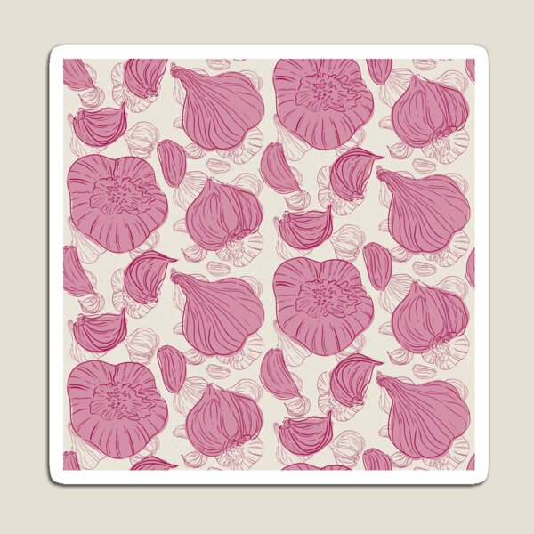 Item preview, Garlic Bulbs - Lino Print Style - Magenta  designed and sold by RosalieReeves.