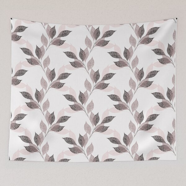 Item preview, Pink, black leaves on a white background. designed and sold by marinaklykva.