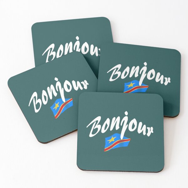 Item preview, Copy of Bonjour (hello in French) - Congo Flag designed and sold by lobodelnoir.