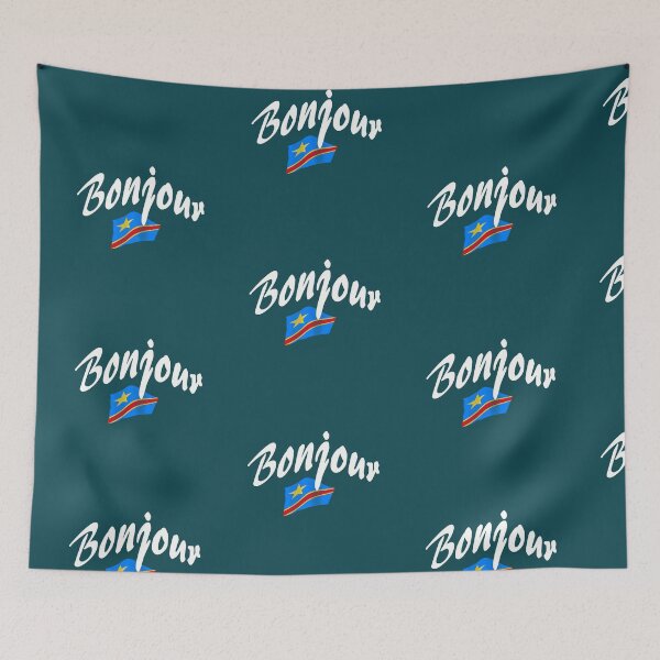 Item preview, Copy of Bonjour (hello in French) - Congo Flag designed and sold by lobodelnoir.