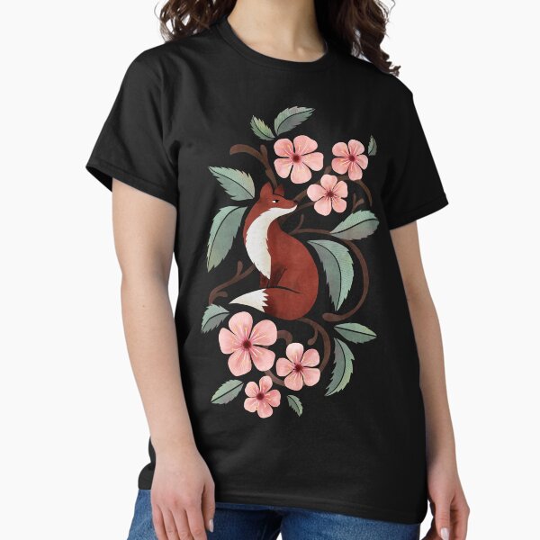 Vista previa del artículo con la obra «Zorro en flores de cerezo», diseñado y vendido por littleclyde.