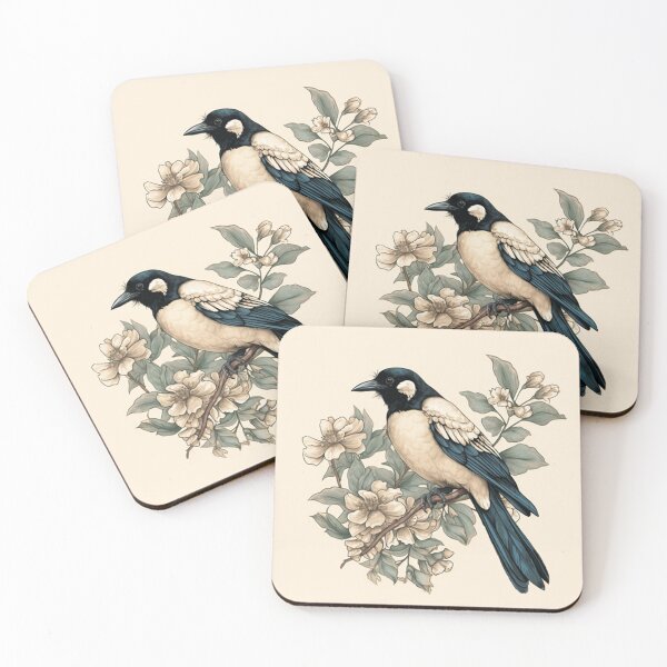 Item preview, Black and white bird on a branch designed and sold by catafinity.