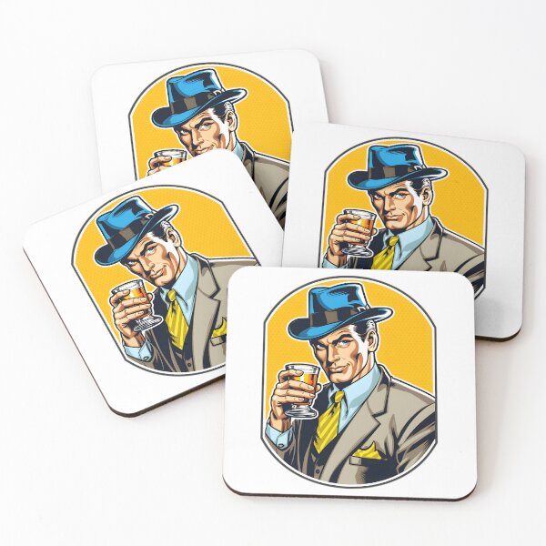 Item preview, Pop Art Elegance - Sophisticated Man with Drink Sticker designed and sold by UrsaStick.