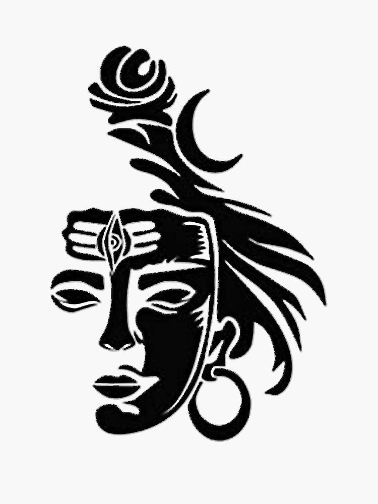 Image of Drawing Or Sketch Of Closeup Lord Shiva Head And Face With Cobra  And Trident, Hair Scattered Outline-VH385639-Picxy