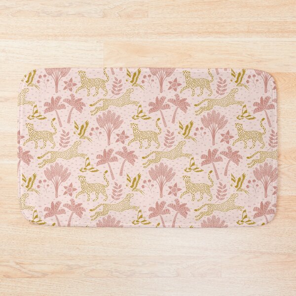 Item preview, cheetahs and parrots in the jungle | melon and gold  | repeat pattern designed and sold by colorofmagic.