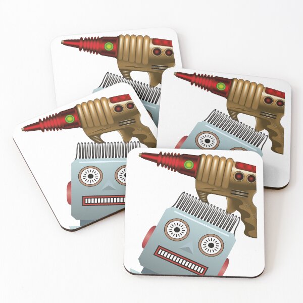 Item preview, High Definition Happy Retro Robot with his Laser Gun beautifully created drawings 60s 70s 80s memorabilia designed and sold by Billers Art.