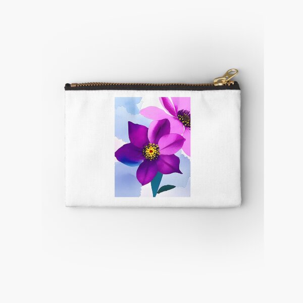 Item preview, Vibrant flowers bloom on blue canvas designed and sold by newfangledts.