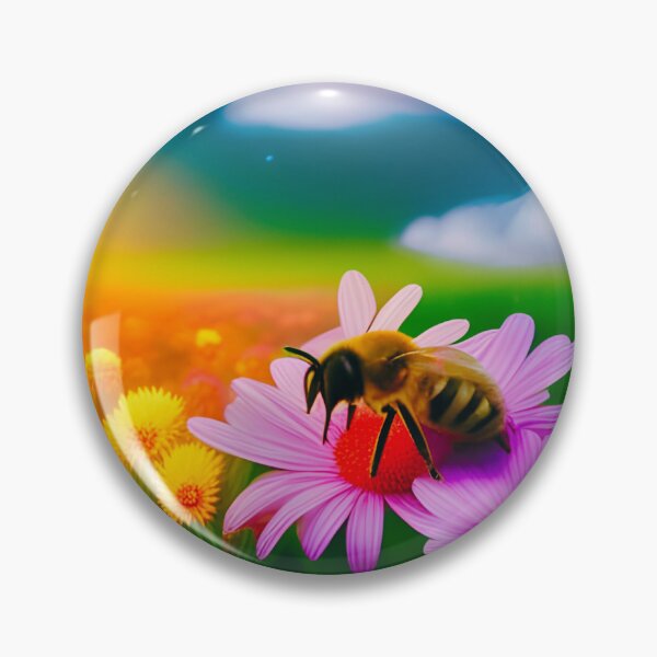 Aperçu de l'œuvre Fleurs printanières vibrantes avec abeille créée et vendue par WitchyWare.