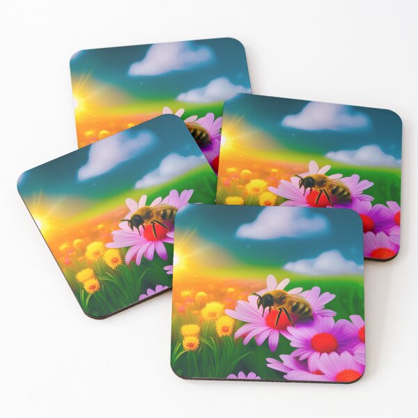 Artikelvorschau, Lebendige Frühlingsblumen mit Biene entworfen und verkauft von WitchyWare.
