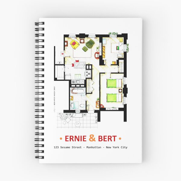 Aperçu de l'œuvre Plan de l'appartement d'Ernie & Bert de Sesame St créée et vendue par TV Floorplans & More.