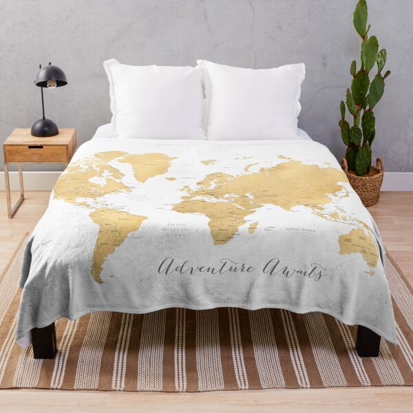 Item preview, Adventure Awaits ochre world map with countries and states designed and sold by blursbyai.