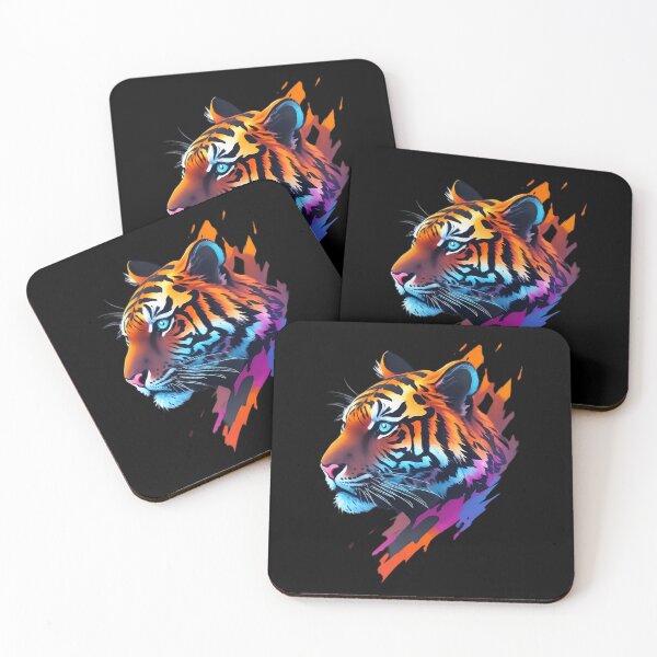 Item preview, Tiger, head, drawing, neon, colours designed and sold by Hypershirty.