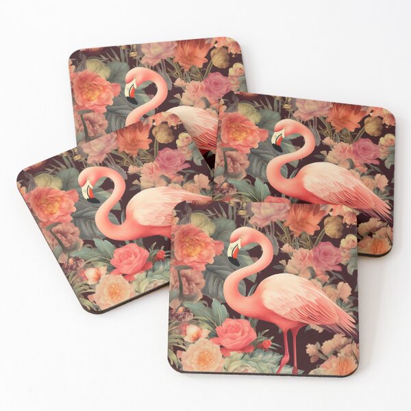 Item preview, Vintage Flamingos and Flowers Pattern designed and sold by TPhanDesign.