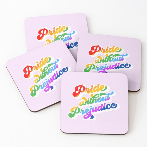 Item preview, Pride without Prejudice - groovy typography to celebrate Pride/LGBTQ in rainbow colours designed and sold by Dominiquevari.