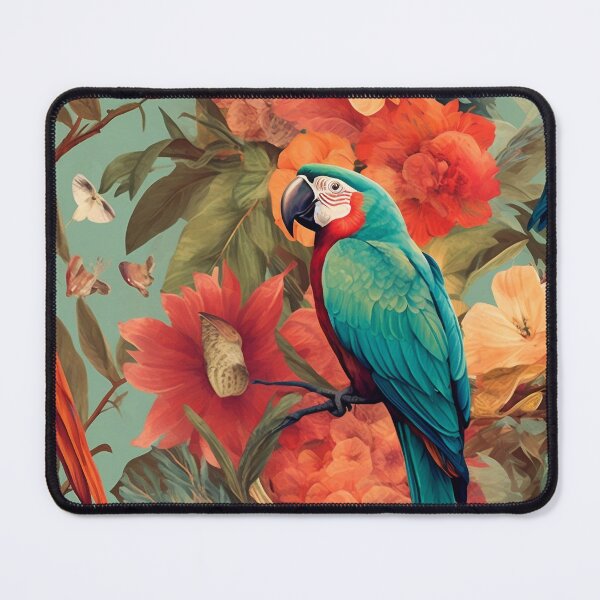 Item preview, Vintage Parrot and Flowers Pattern designed and sold by TPhanDesign.