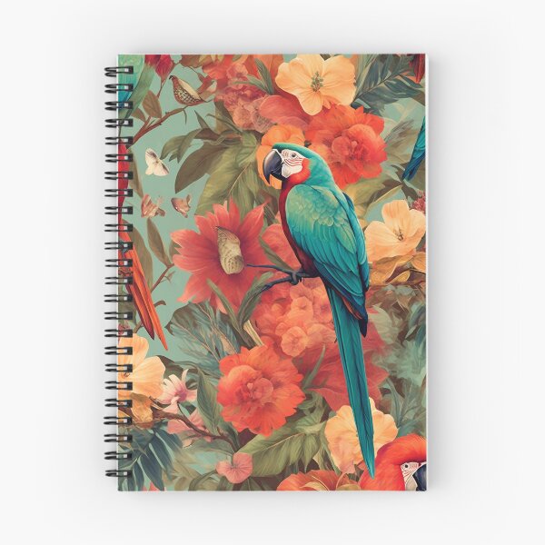 Item preview, Vintage Parrot and Flowers Pattern designed and sold by TPhanDesign.