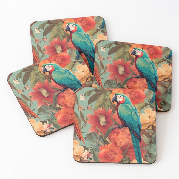 Item preview, Vintage Parrot and Flowers Pattern designed and sold by TPhanDesign.