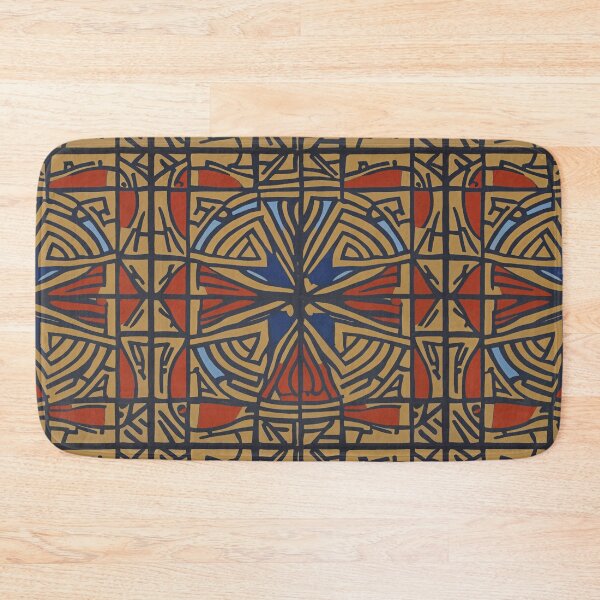 Item preview, Retro Tile Pattern dark beige, black, red with dark and light blue designed and sold by RetroTile.