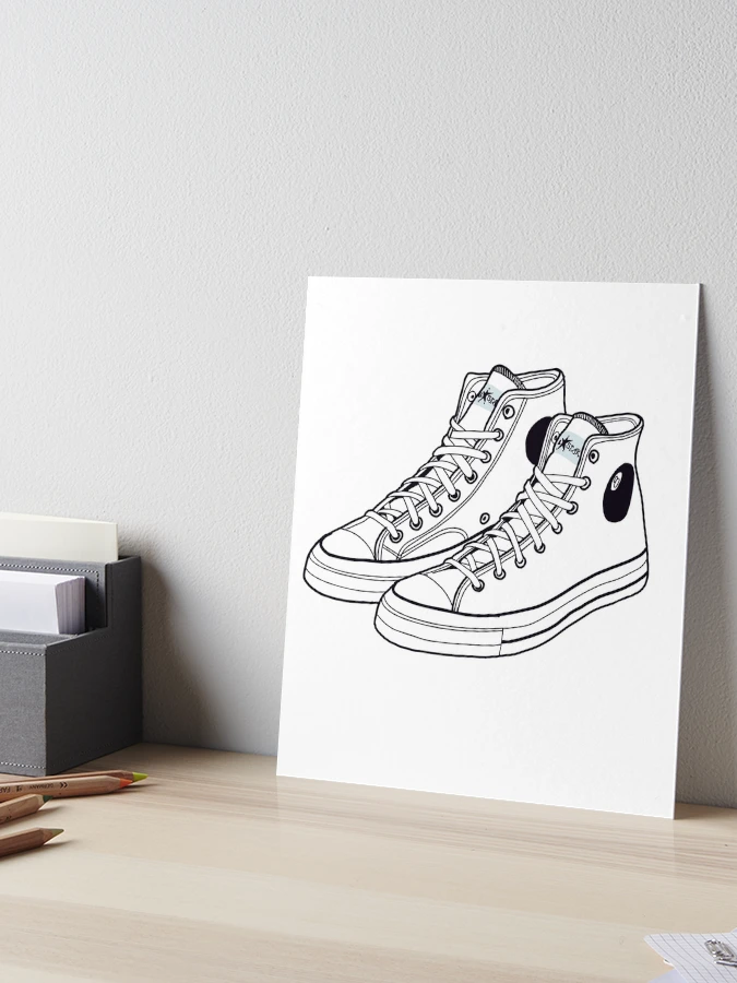 Lámina rígida for Sale con la obra «dibujo de converse bolas» de