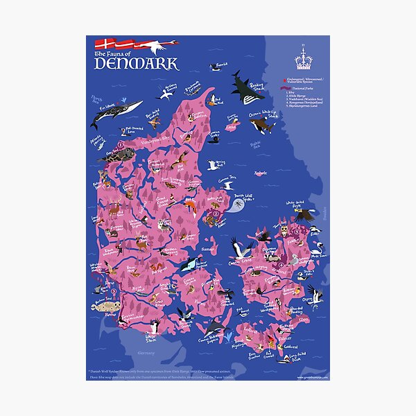 Item preview, Wildlife Map of Denmark designed and sold by Green Humour.