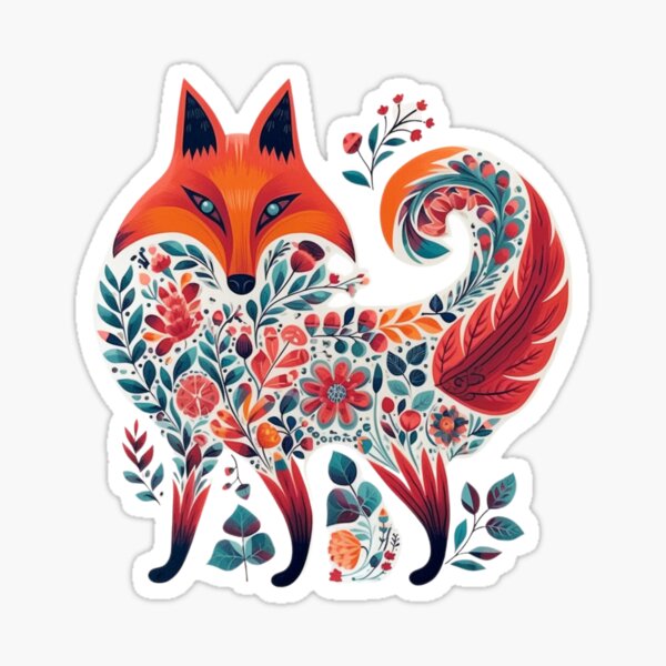 Item preview, Fox - Scandinavian Folk Art Style designed and sold by StudioRedKoala.