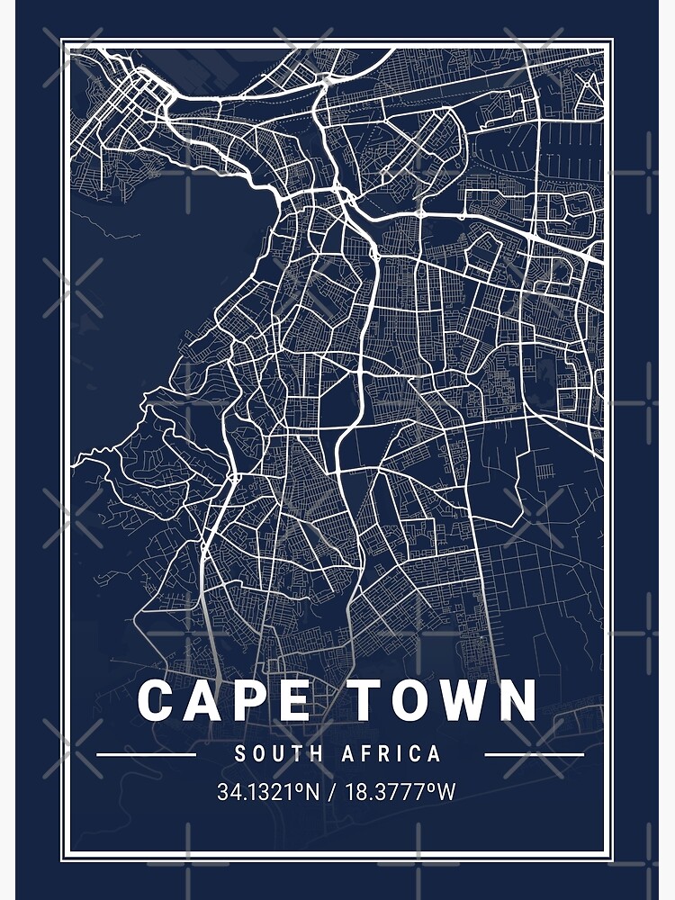 Blueprint City Map Of Cape Town South Africa Poster For Sale By   Flat,750x,075,f Pad,750x1000,f8f8f8 