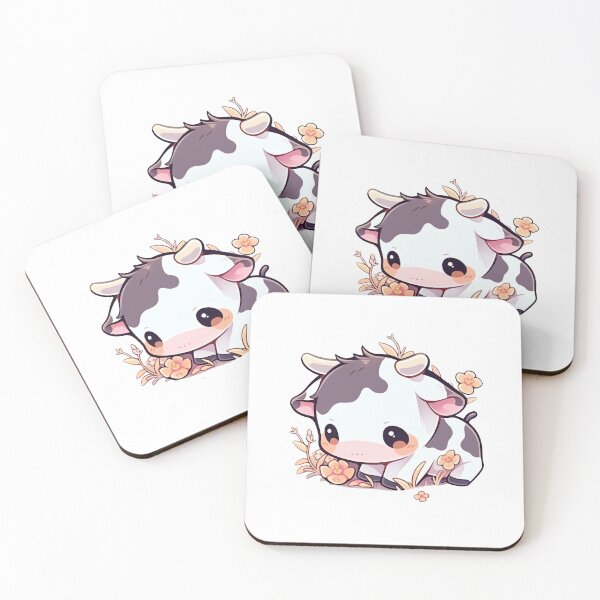 Item preview, Cute Cottagecore Baby Cow Playing in the Summer Flowers  designed and sold by CozyKawaiiArt.