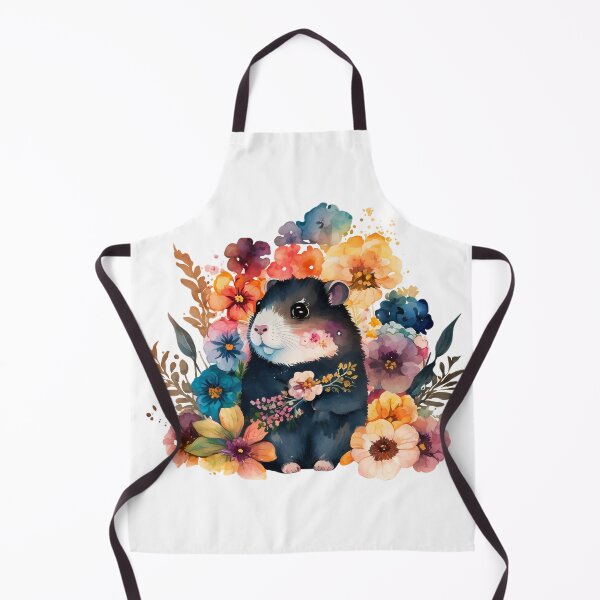 Item preview, Cute black hamster with colorful flowers watercolor designed and sold by ArtHideaway.