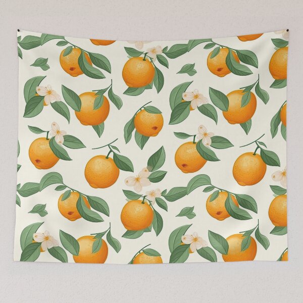 Item preview, Colorful Orange and Leaves Fruit Pattern designed and sold by Wonder Of Light.