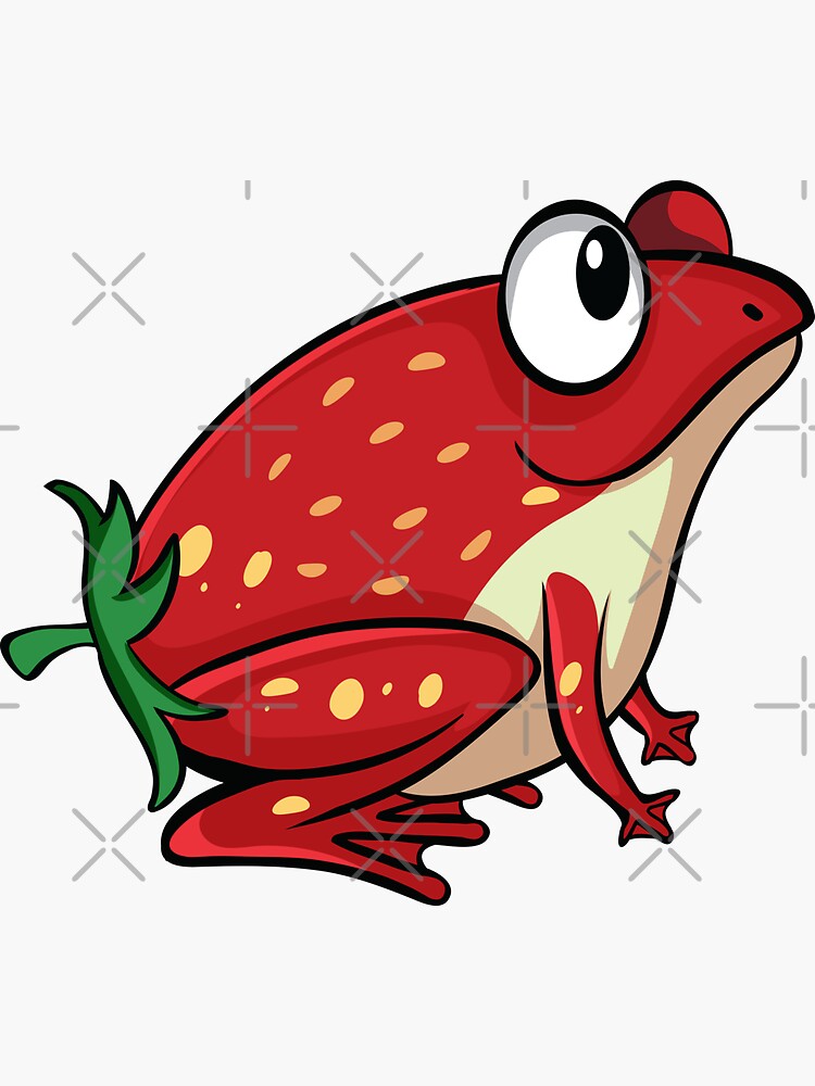 Funny red strawberry frog fruit | Sticker