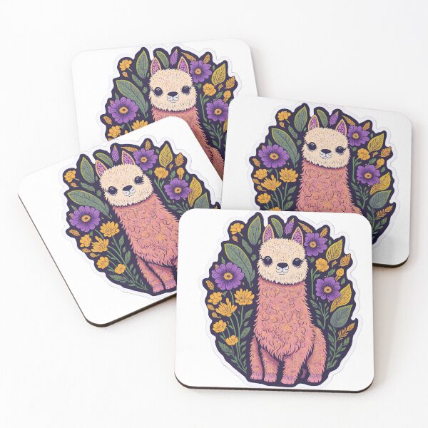 Item preview, Adorable colorful Alpaca illustration with flowers designed and sold by ArtyBuys.