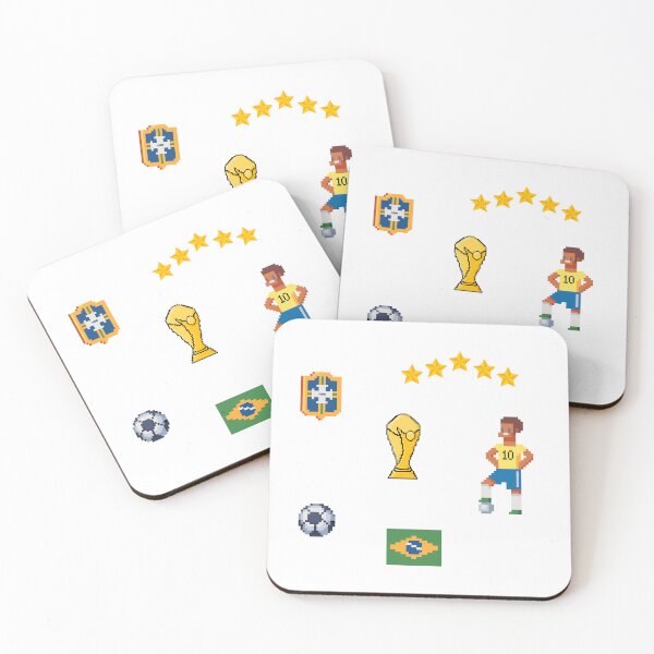 Item preview, pack stickers brazil 8-bit Pixel Design of the Brazil National Team Champions Cup, 5 Stars, and Flag designed and sold by fabiand1927.