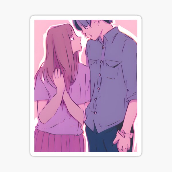 Couple kiss, a little shy love Sticker for Sale by lapsuss