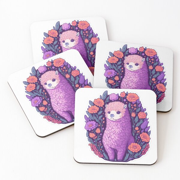 Item preview, Colorful pink alpaca illustration designed and sold by ArtyBuys.