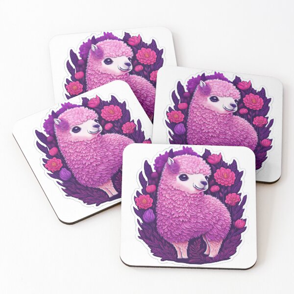 Item preview, Alpaca with pink flowers illustration designed and sold by ArtyBuys.